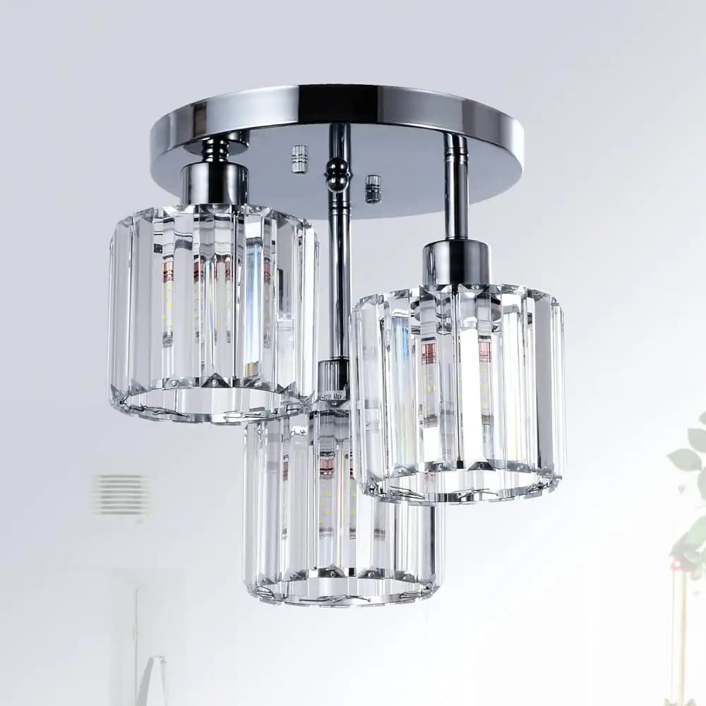 Mount Ceiling Kitchen Mount Hallway Light Fixtures Ceiling with Clear Crystal Shades Kitchen Entryway Bedroom Bathroom Foyer