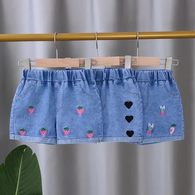 Baby Girls Shorts Summer Casual Denim Short Pants for Toddler Girls Pockets Design Clothing Children Jeans Pants 24M-4Year