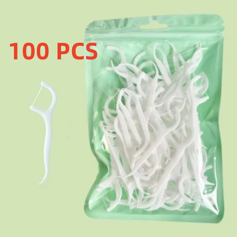 100PCS Dental floss sticks, deep cleaning dental floss, oral care, portable disposable hygienic dental floss, daily travel