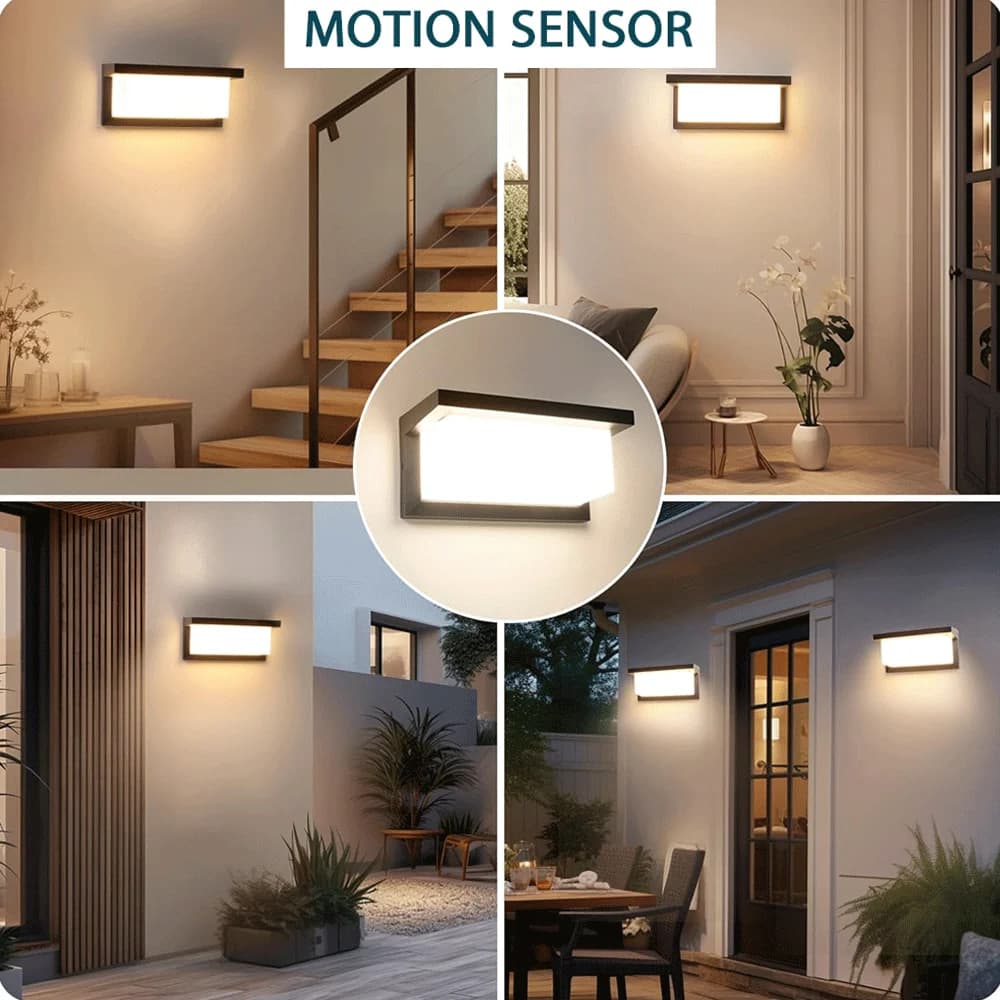 LED Outdoor Wall Light Lamp PIR Motion Sensor AC85-265V ABS Waterproof Modern Indoor Home Balcony Porch Garden Decoration
