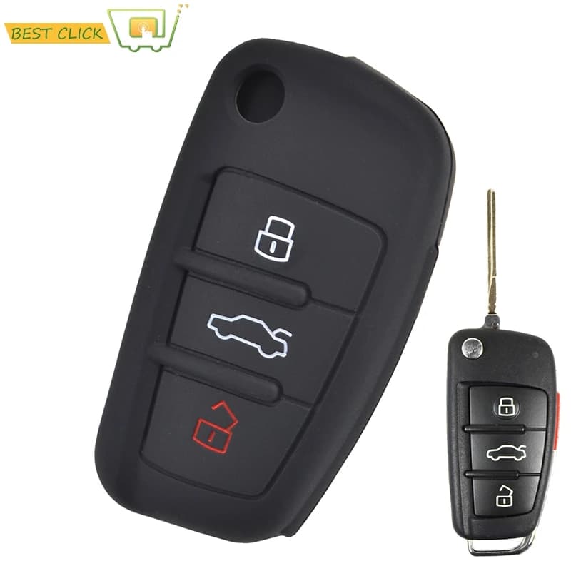 Silicone Car Remote Key Fob Shell Cover Case For Audi A1 S1 A3 S3 A4 A6 TT Q3 Q7 2005 - 2013 Skin Holder Protector 3 Buttons