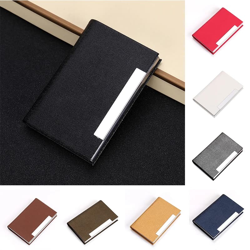 Stainless Steel PU Business Card Holder Office Organizer Credit Card Holder Box Women Men Name Card Holder Business Card Holder