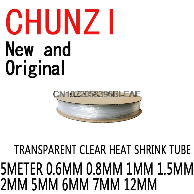 TRANSPARENT CLEAR HEAT SHRINK TUBE SHRINKABLE TUBING SLEEVING WRAP WIRE KITS 5METER 0.6MM 0.8MM 1MM 1.5MM 2MM 5MM 6MM 7MM 12MM