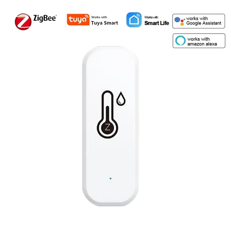 Support Tuya Zigbee Temperature Humidity Sensor Smart Home Device Compatible with Google Home Alexa for Environmental Monitoring