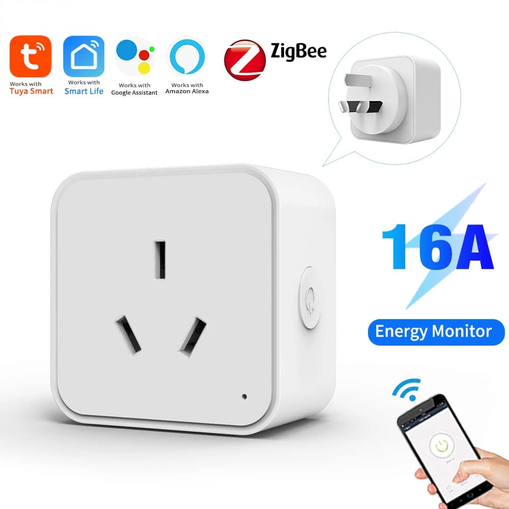 Tuya Zigbee Smart Socket AU Plug Smartlife App Wireless Remote Control Power Output Power Monitoring Timing Work with Aleax