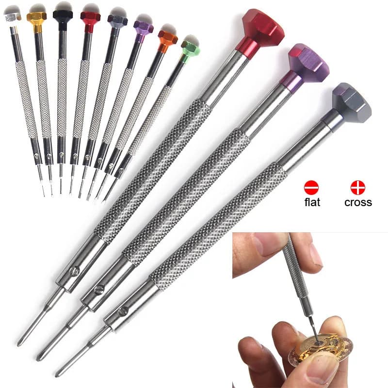 0.6-2.0mm Alloy Stainless Steel Screwdriver for Watch Mobile Phone Repair Flat Phillips Cross Screwdrivers Awl Watchmaker Tools