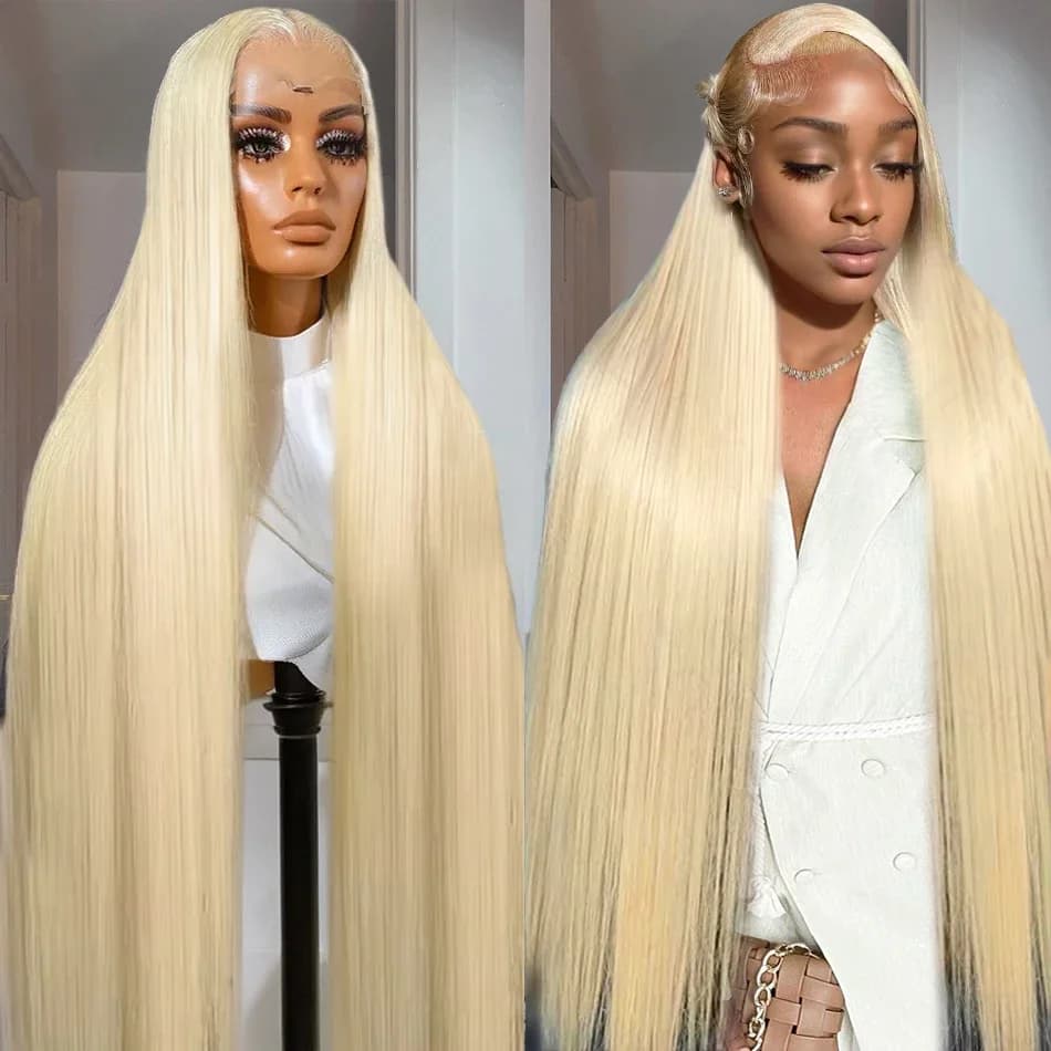 613 Blonde Colored Straight Human Hair Wigs HD Transparent 13x4 13x6 Full Frontal Lace Front Wigs 200 Desnity 34 36 Inch