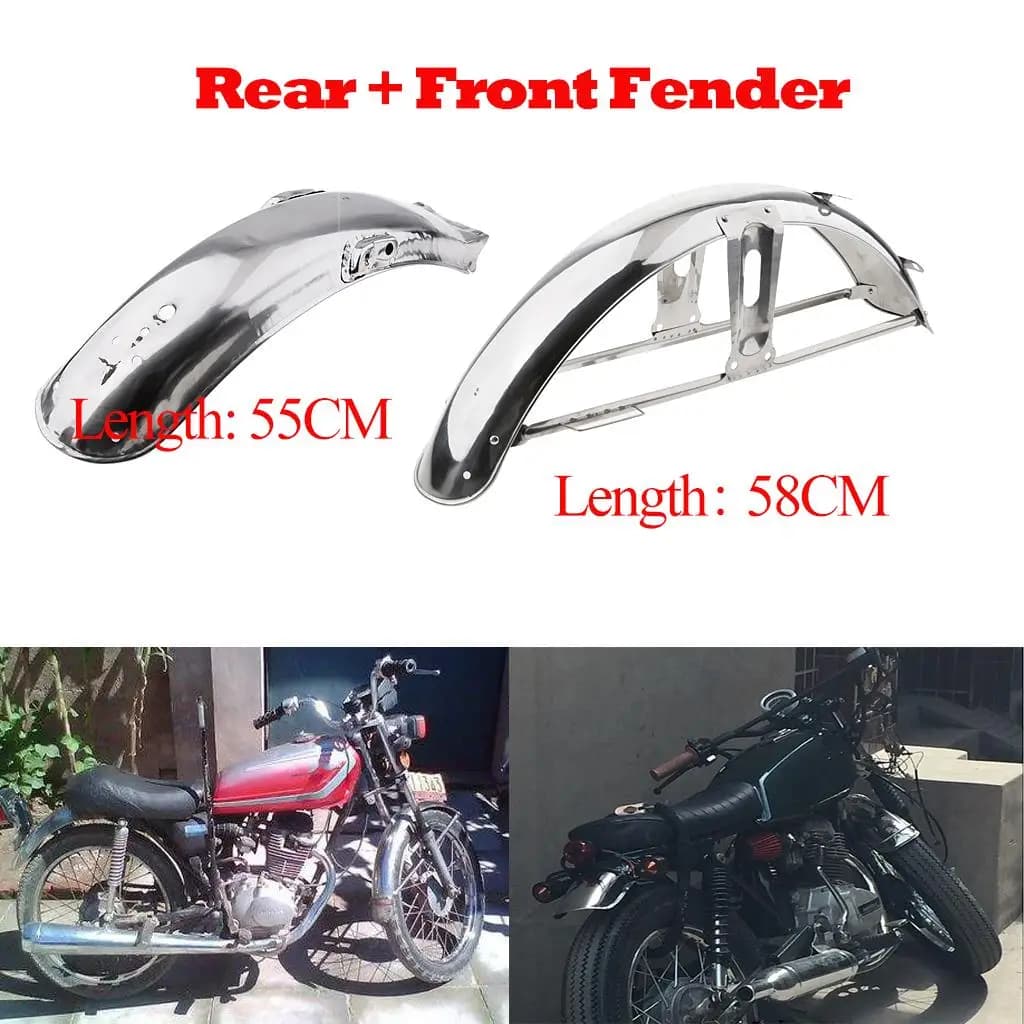 Chrome Front + Rear Mudguard Metal Steel for CG125 (58cm+55cm)