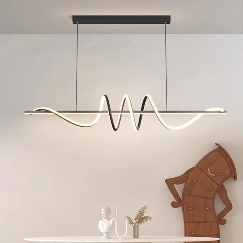 Modern Dining Table Pendant Lights Minimalist Dining Room Chandelier Home Lighting Living Room Decoration Bar Linear Wavy Lamp