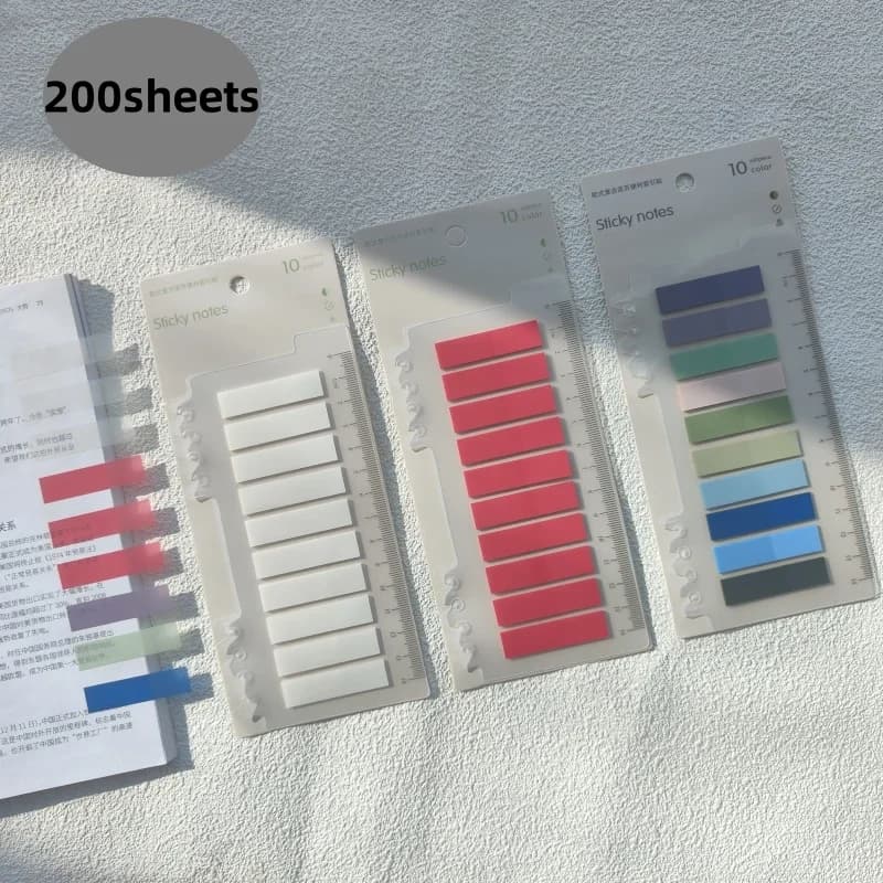 200 Sheets Transparent Sticky Notes Self-Adhesive Reading Annotation for Books Notepad Bookmarks Memo Pad Index Tabs Memo Pad