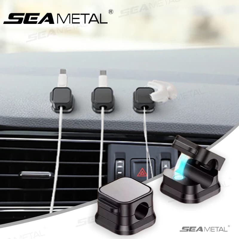 SEAMETAL 10Pcs Magnetic Cable Holder Self Adhesive Cord Clip Smooth Pulling Charging Cable Keeper Wire Clip for Car/Home/Office