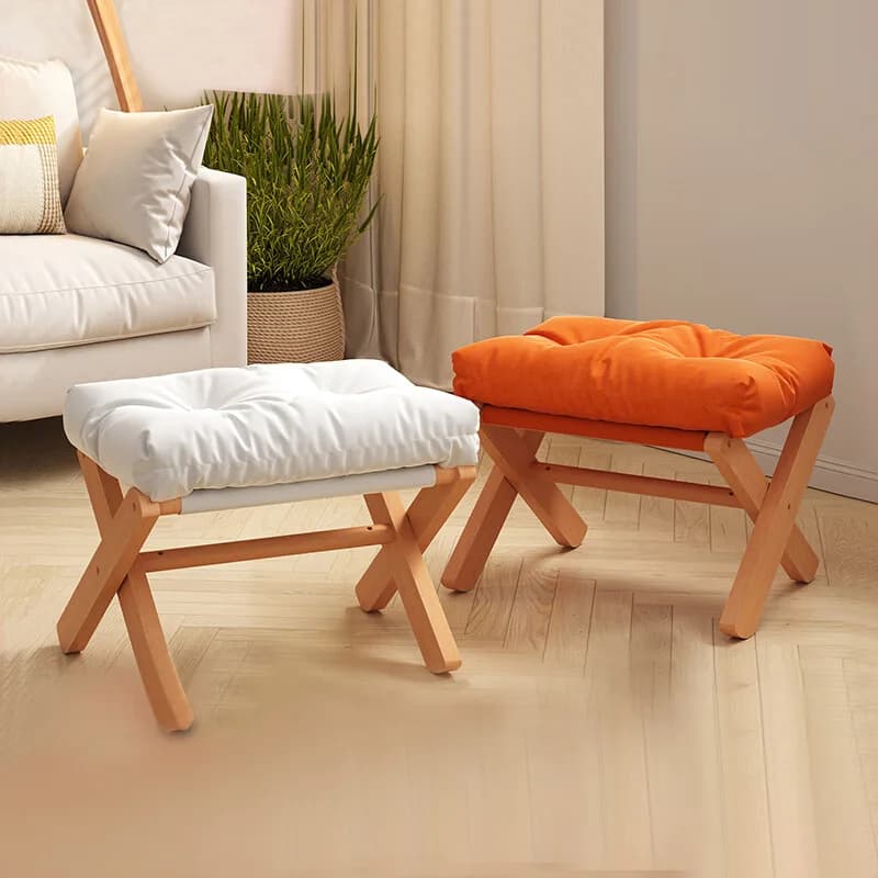Foldable Sofa Foot Wood Stool Living Room Small Stool Storage Beech Wooden  Low Stool with Soft Breathable Cushion foot pedal