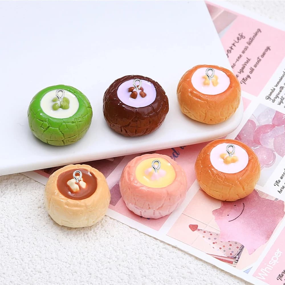 10PCS Shiny 3D Cream Bread Series Flat Back Charms For Earrings Bracelet Hairpin DIY Jewelry Pendants Decoration Accessories