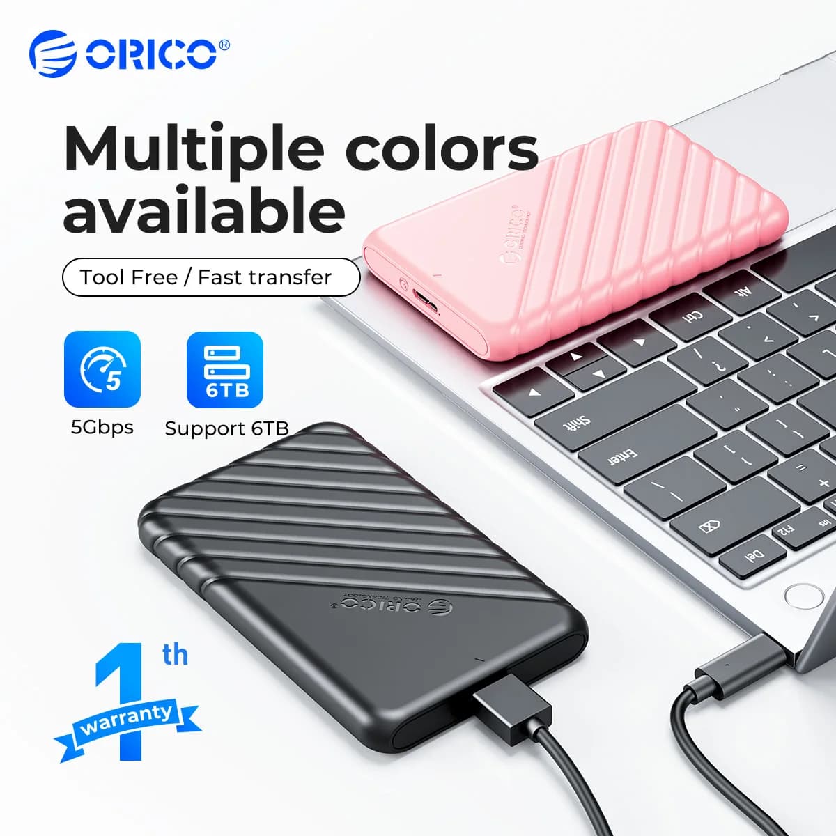 ORICO USB3.0 Type-C 2.5 Inch HDD Enclosure SATA to USB3.0 External HDD Case 5Gbps UASP Tool Free for Computer Accessorie