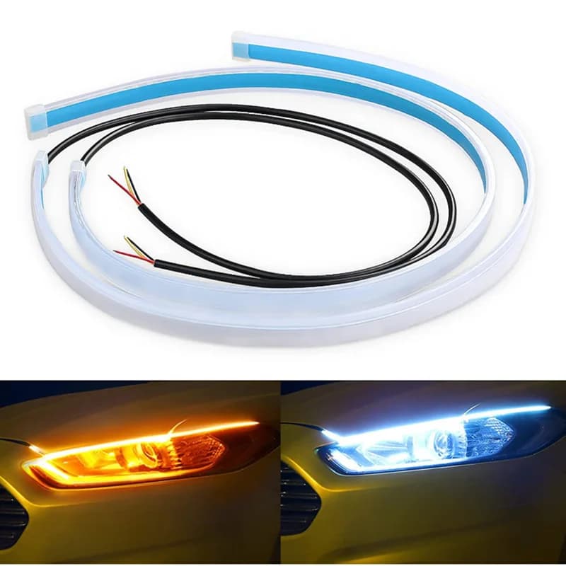 2 PCS DRL Car Flexible LED Daytime Running Lights Turn Signal Lamp Headlight Waterproof 30cm 45cm 60cm White Red Yellow Blue