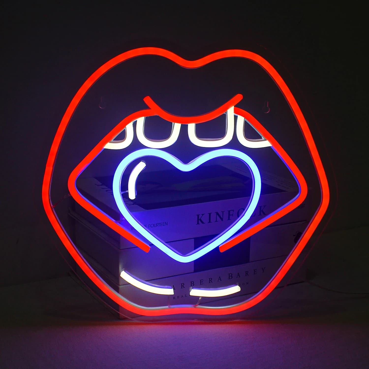 Caring Lips Neon Signs Heart Led Neon Light for Wall Decor for for Party Restaurant Bar Wall Decor Aesthetic Room Living Decor