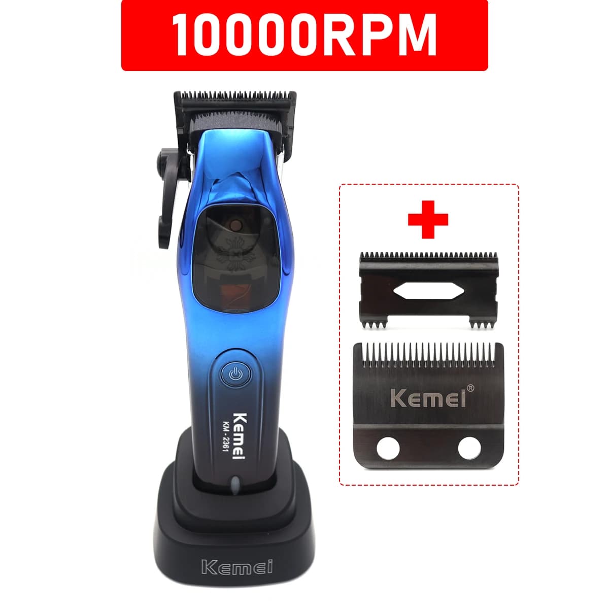 Kemei Trimmer Professional Hair Clipper Adjustable Trimmer 10000 RPM Haircut Machine With Charging Base Clipper for Men KM-2361