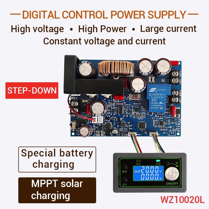 WZ10020L DC Buck Module 100V 1000W High Voltage High Power DC Step-down MPPT Solar Battery Charging Power Supply