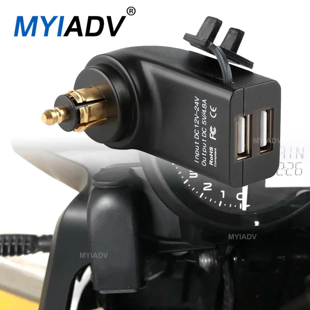 Dual USB Charger Power Adapter Hella DIN Socket For BMW R1250GS F750GS F800GS R1200RT R1200GS ADV S1000XR For Tiger 900 850 1200