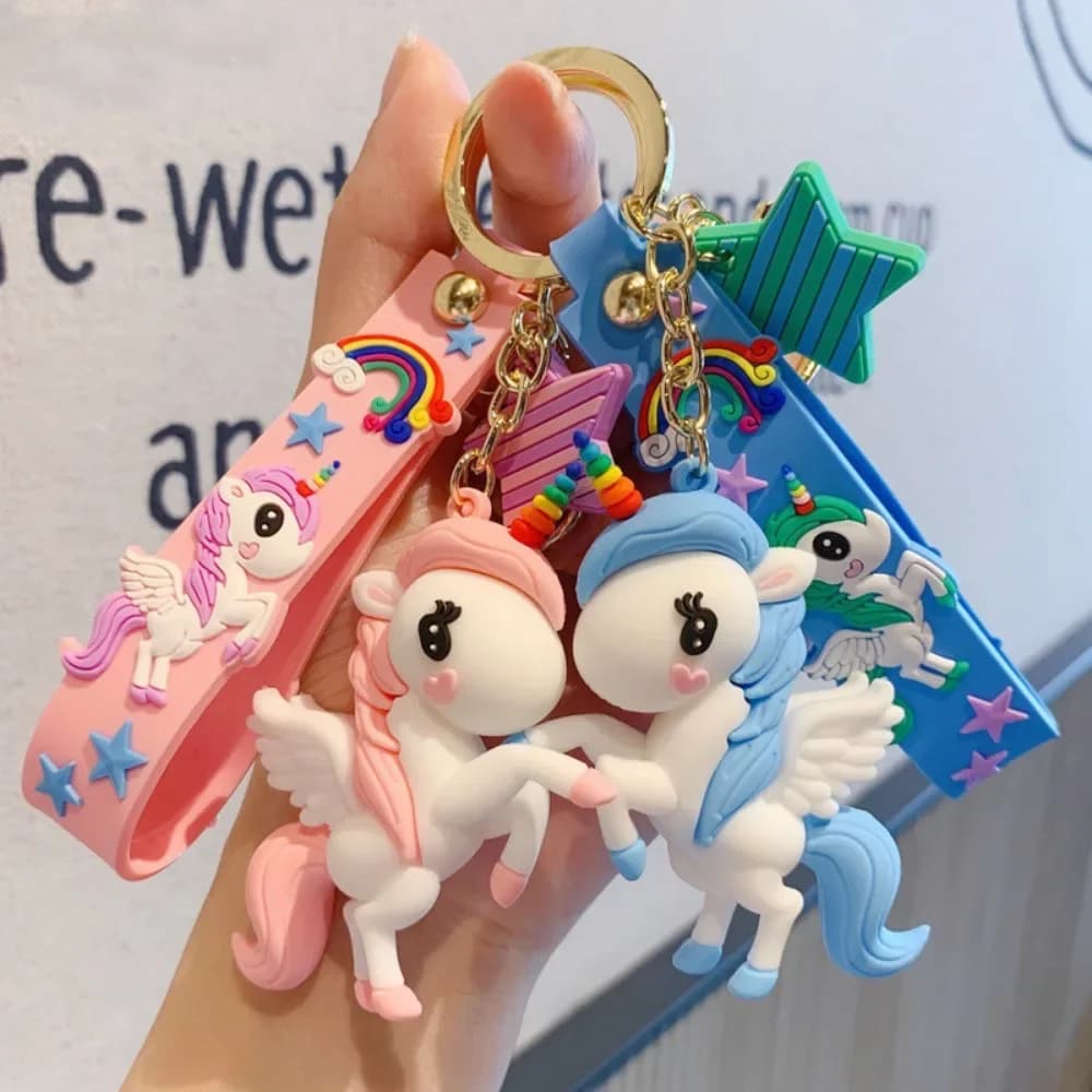 Cartoon Rainbow Horse Key Ring Cute Unicorn Car Keychain Pendant Fashion Creative Trend Bag Pendant Gift Key RingGiftAccessories