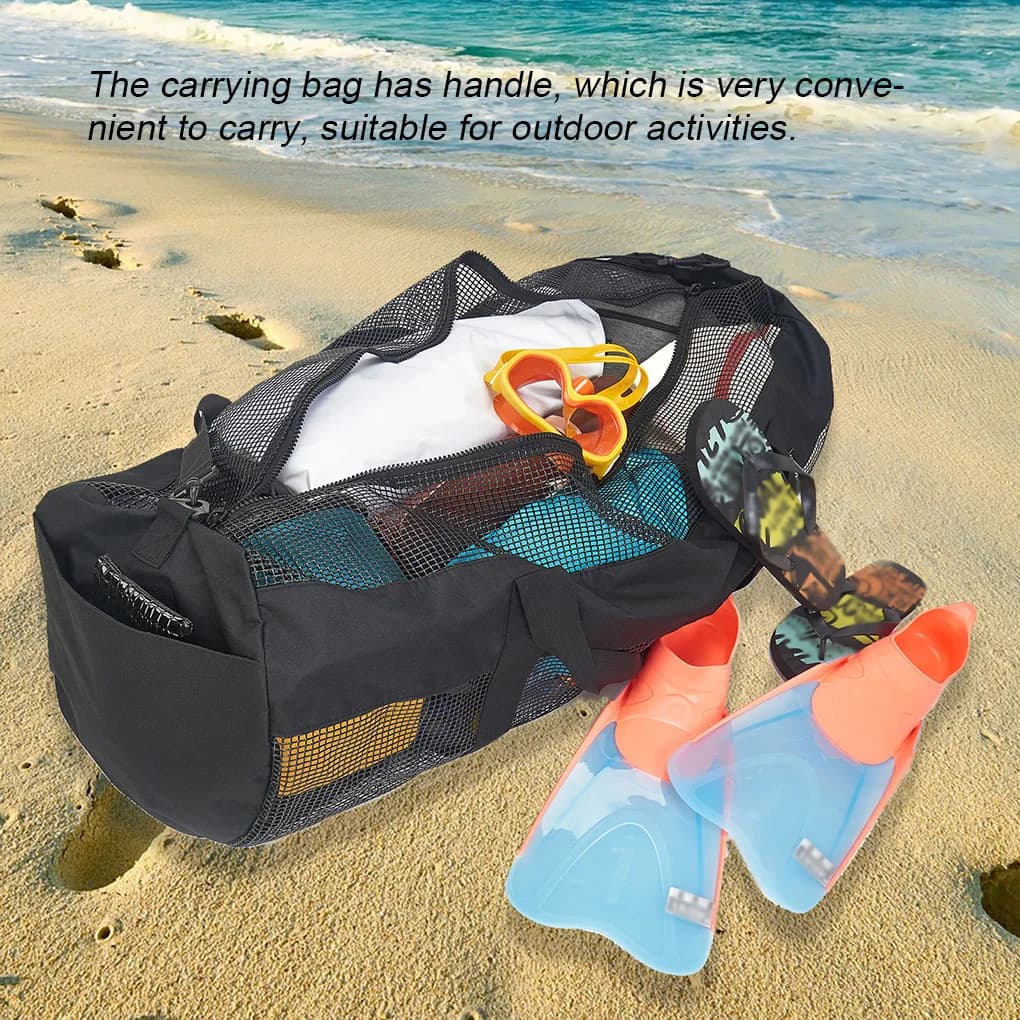 Dive Mesh Bag Adjustable Snorkeling Fins Storage Carrying Tote Portable Outdoor Pouch Pocket with Shoulder Strap
