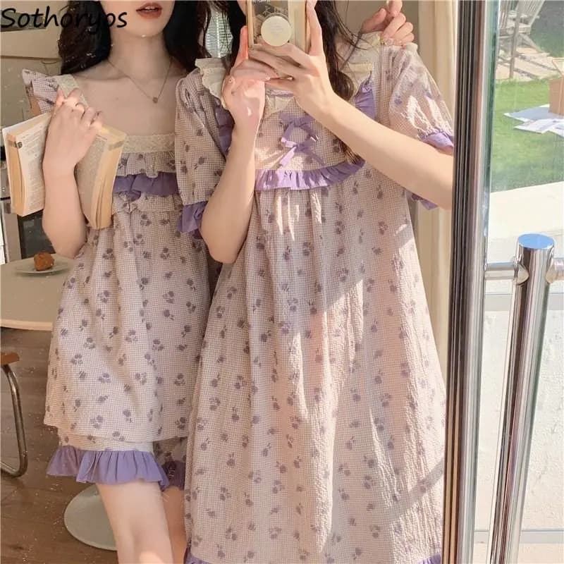 Pajama Sets Women Bow Ruffles Comfortable Schoolgirls Home Creativity Cute Simple All-match Personality Korean Style Lounge Wear