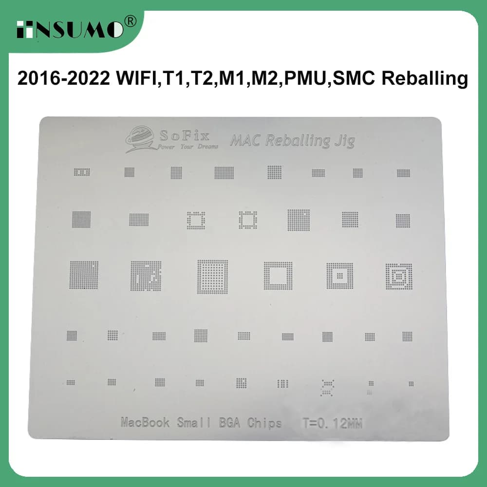 Sofix Universal BGA Reballing Stencil for Macbook 2016-2022 WIFI T1 T2 M1 M2 Chip PMU SMC Integrated Tin Planting Soldering Net