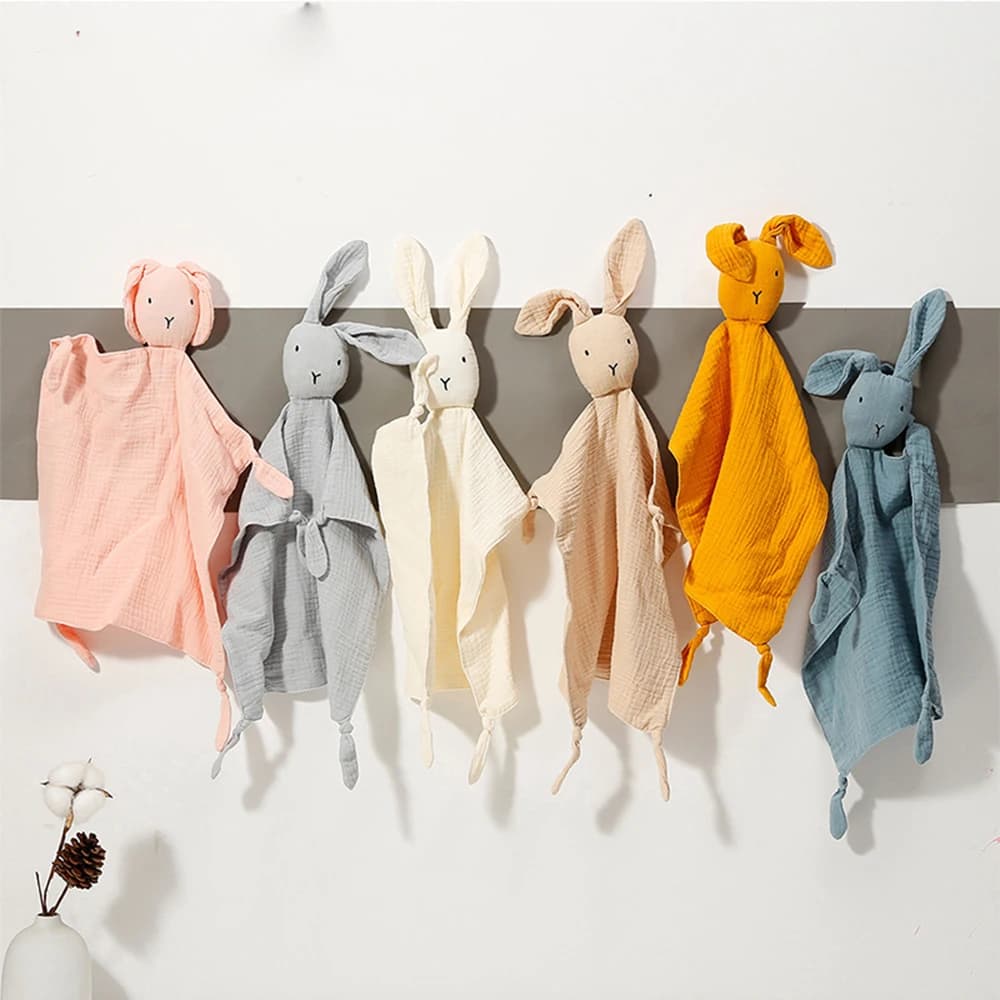 Baby Cotton Muslin Comforter Blanket Soft Newborn Sleeping Dolls Kids Fashion Sleep Toy Soothe Appease Towel Bibs