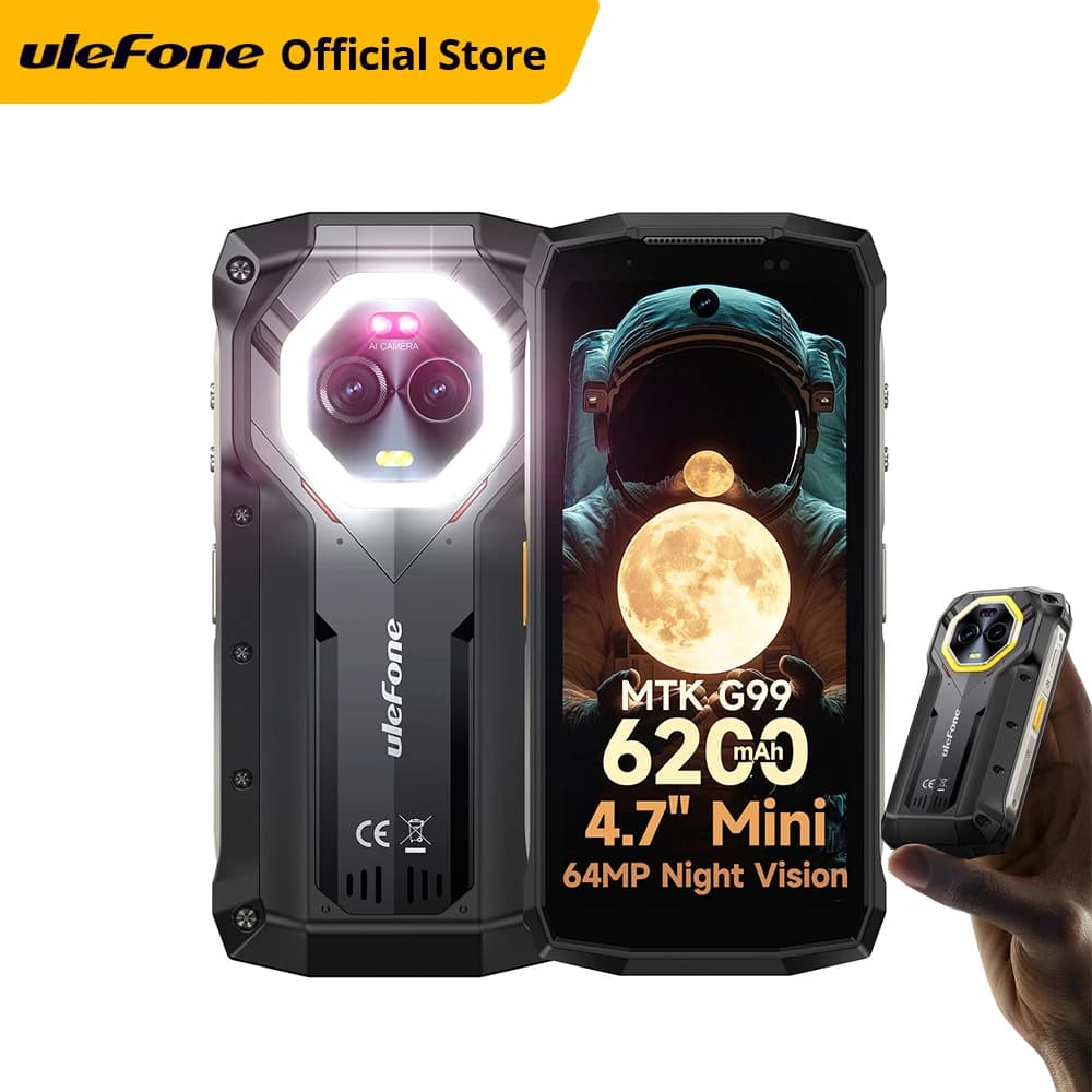 Ulefone Armor Mini 20 4G 4.7" Rugged Phone 64MP Night Camera Android 14 Smartphone 6200mAh Mobile phone LED