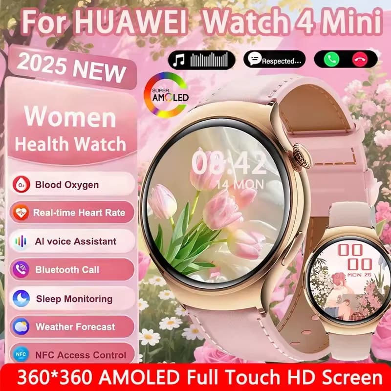 Fashion WATCH 4 Smart Watch Women 360*360 AMOLED HD Screen GPS NFC IP68 Waterproof Heart Rate Health Monitor Smartwatch 2025 New