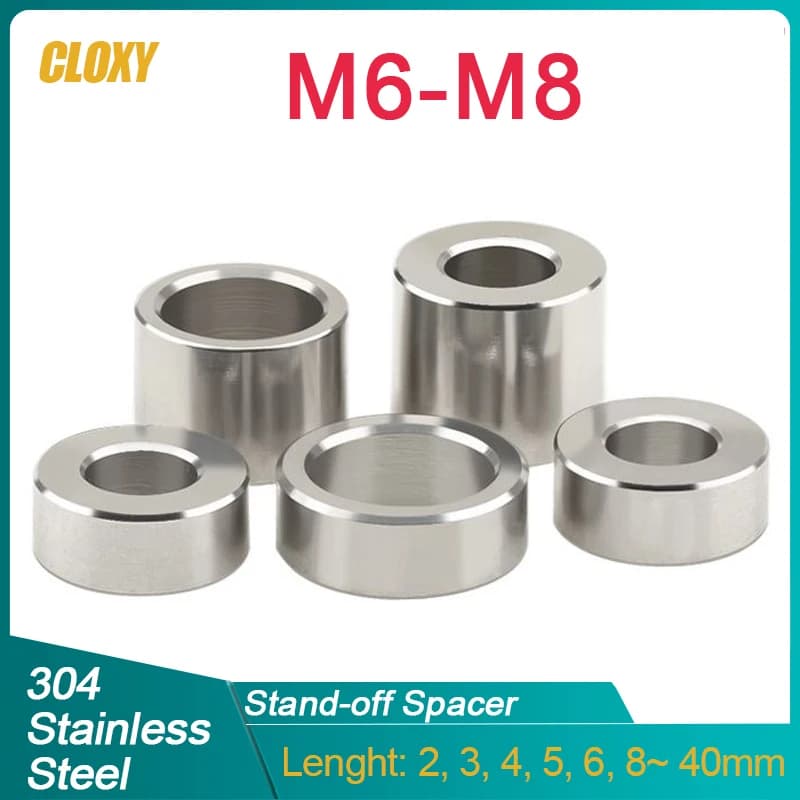 304 Stainless Steel M6 M8 Unthreaded Standoff Spacer Bushing Washer Round Hollow Gasket Sleeve Length 2 3 4 5 6 ~ 40mm