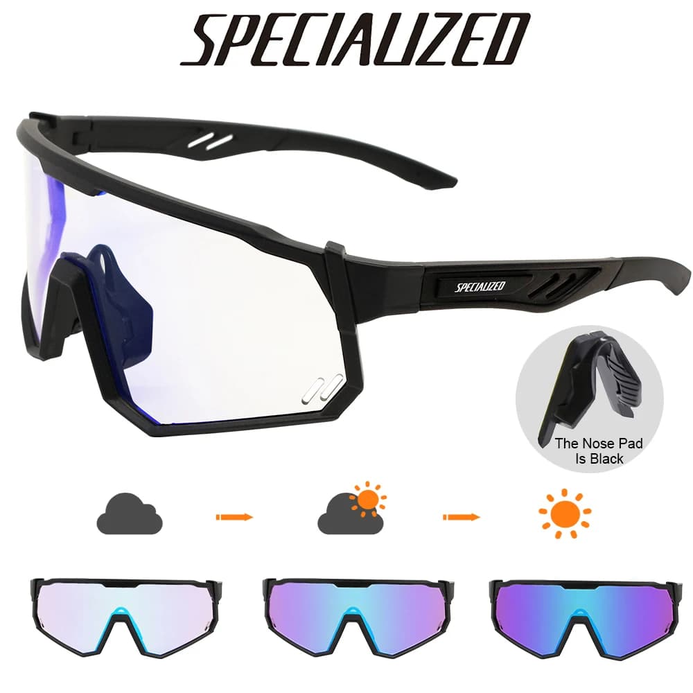 SPECIAUZED Photochromic Cycling Glasses Men Mountain Bike Sunglasses Women Clear MTB Sports Goggles Bicycle Triathlon Running