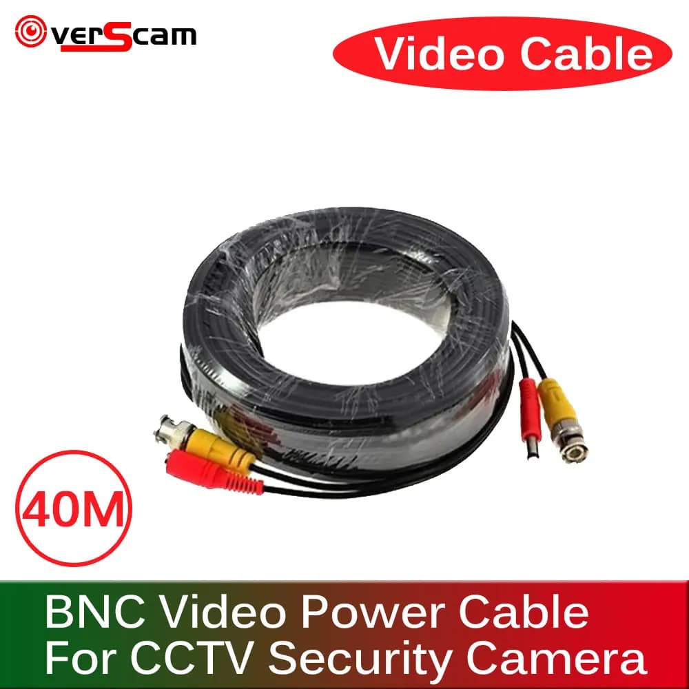 Devoccvo New 40m BNC Video Power CableBNC + DC Plug Connector For CCTV Security Camera Kit