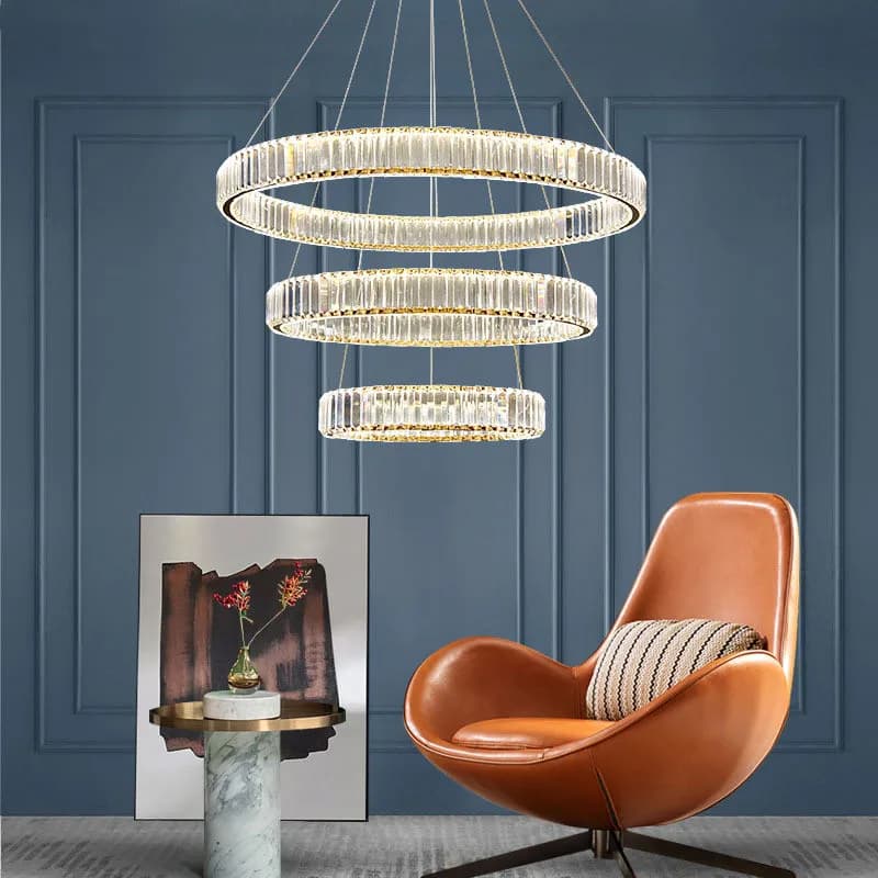 Luxury Crystal Chandelier Modern Shiny Steel Led Chandelier Lighting Foyer Pendant Chandelier Lamp Decor Led Pendant Lights