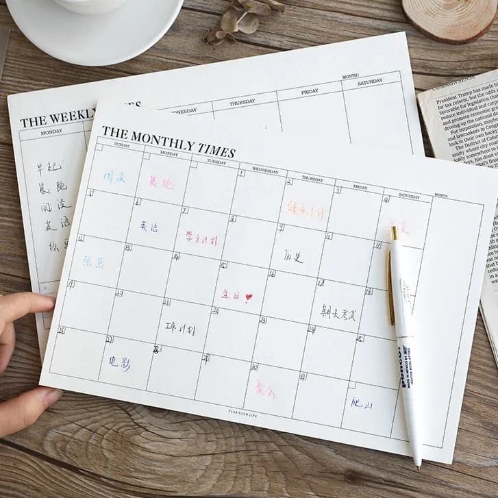 Weekly Planner Monthly Undated Agenda Notebook Schedules Study Planner Korean Stationery Office School Supplies