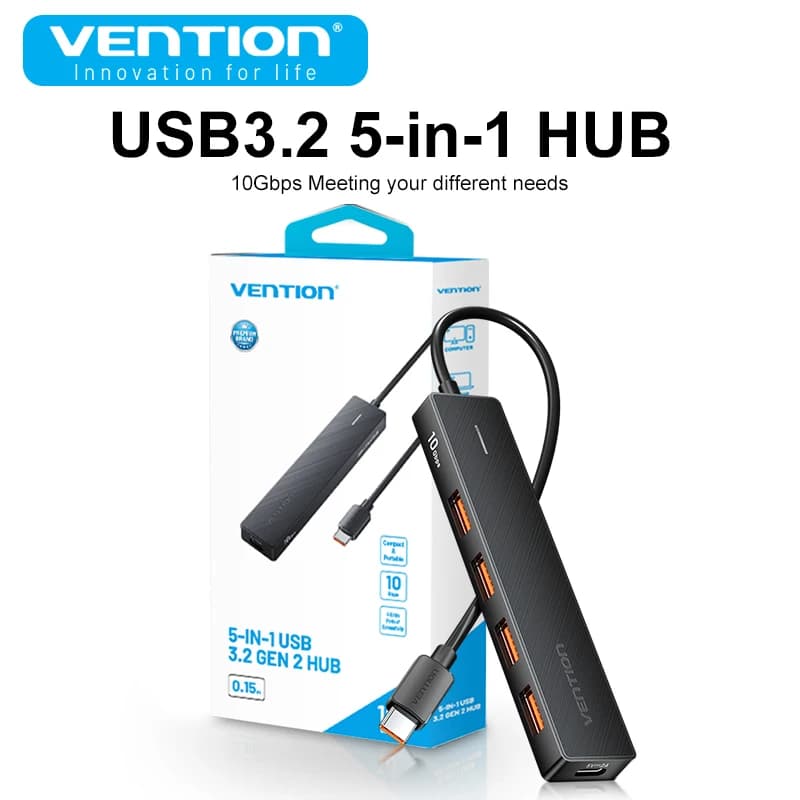 Vention USB 3.2 Hub 4 Ports 10Gbps Type C To USB-C 3.2 Gen  Multiport Adapter For MacBook Pro Air M1 Laptop Desktop PC Splitter