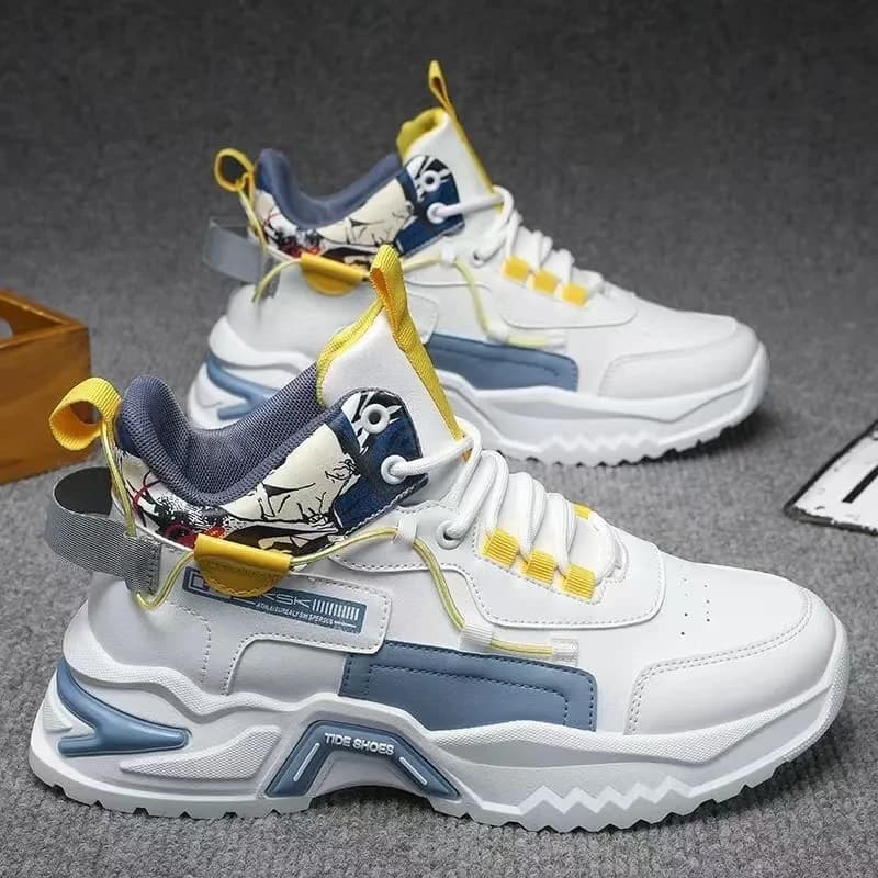 Sneakers Men High Top Casual Shoes Fashion Lace-up Color Matching Platform Shoes For Male Street Korean Style Walking Shoes 운동화
