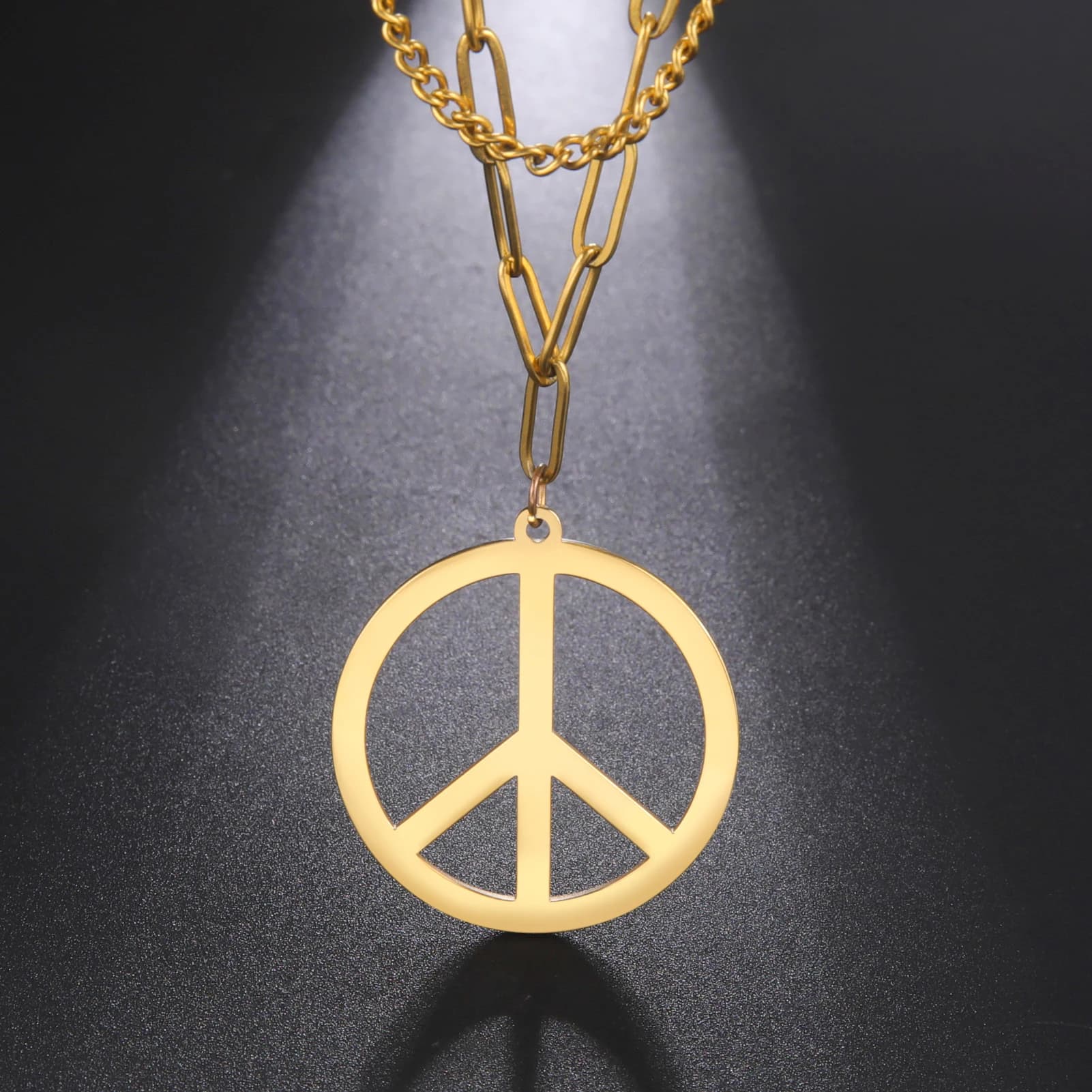 Amaxer Women's Double Layer Necklace Openwork Round Tree Branch Pendant Minimalism Vintage Female Male Accessories Couple Gifts