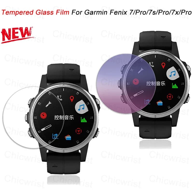 Tempered Glass Film For Garmin watch Fenix 7 7S 7X Pro Clear/Anti Purple Light Full Screen Protector Cover Glass Film Smartwatch