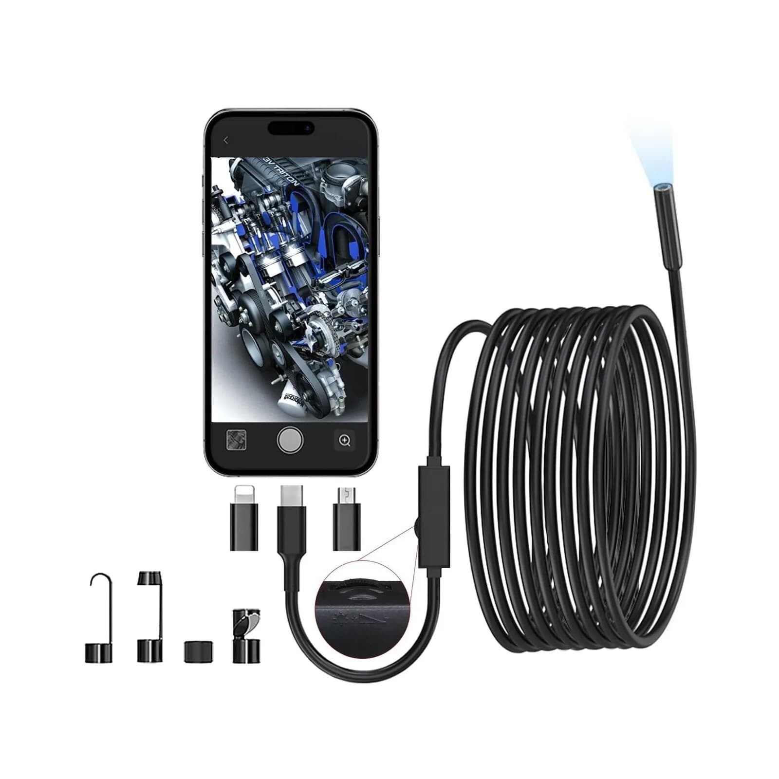 IOS Android Endoscope Camera 8MM Single/Dual Lens Automotive Boroscope Inspection Device Camera For Apple Iphone IOS Smart Phone