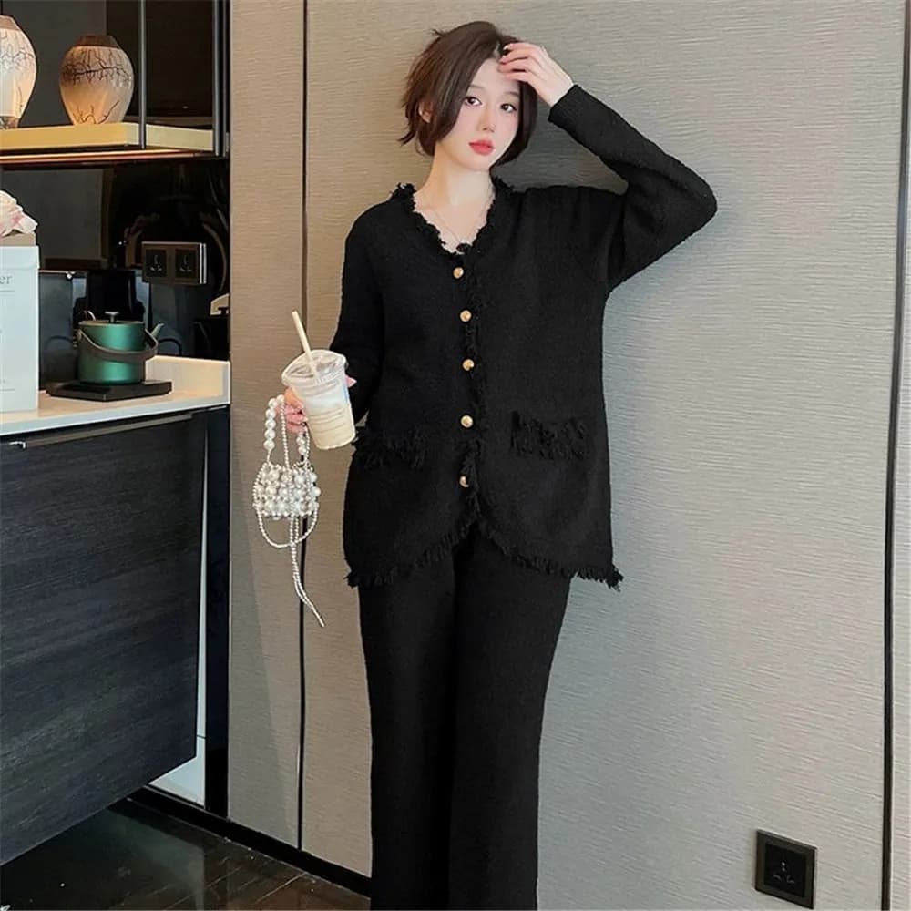 Coral Velvet Pajamas Women's Autumn And Winter Long Sleeve Shirt Pants Flannel Two-Piece Pajamas Suit