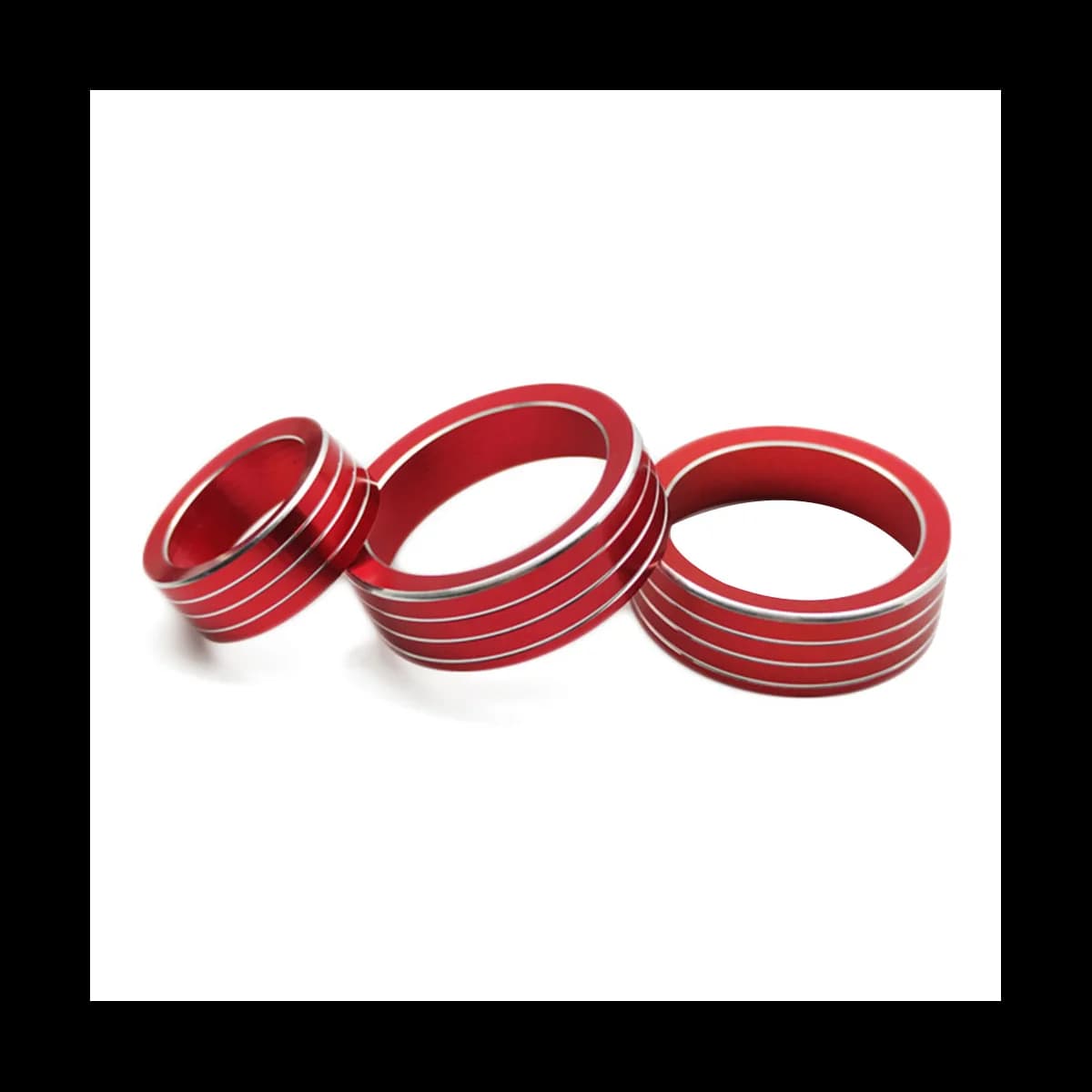 3Pcs Air AC Knob Control Volume Red Cover Rings Trim for Subaru XV Forester 2018-2023 Car Center Console Knob Ring Kits