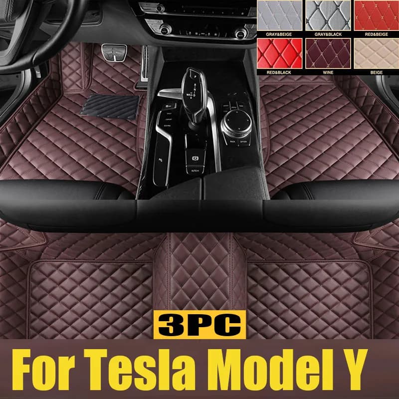 HALO BLK Car Floor Mats Design For Tesla Model Y 2024-2020 All-Weather Protection For Model Y Dual Layer TPE Floor Liners