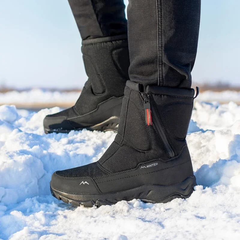 Men's Snow Boots Outdoor Waterproof Plush Warm Cotton Boots Fashion Unisex Couple Plus Velvet Warm Cotton Shoes Large Size 46