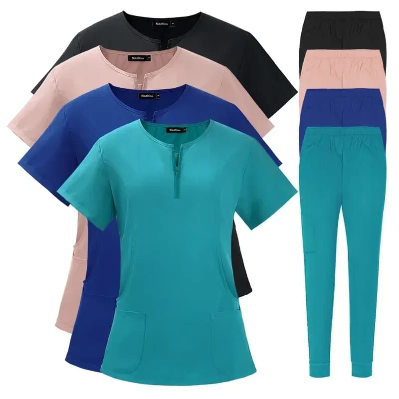 Unisex Medical Uniforms for V-neck Nurse Scurbs Set Women Hospital Doctor Workwear Oral Dental Surgery Work Uniform Short Sleeve