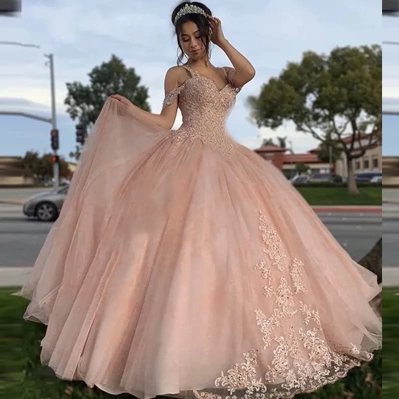 ANGELSBRIDEP Strap Ball Gown Quinceanera Dresses 15 Party Sweetheart Lace Vestidos De Debutante Birthday Ballkleid Customized