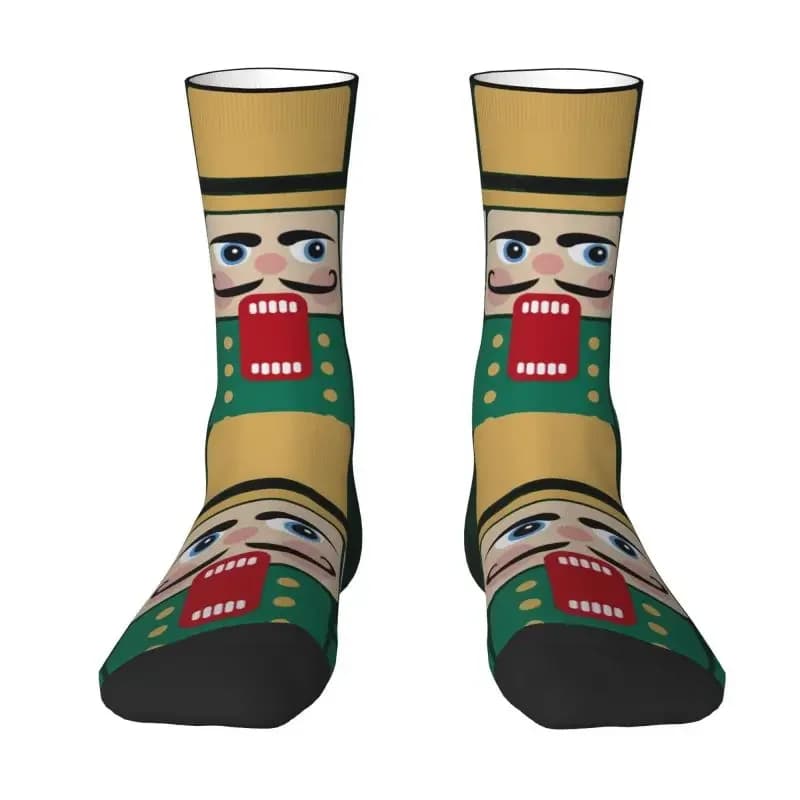 Nutcracker Doll Mens Crew Socks Unisex Fun Cartoon Toy Soldier Christmas Gift Spring Summer Autumn Winter Dress Socks