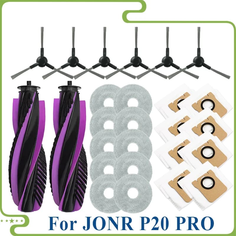 For JONR P20 PRO Vacuum Cleaner Spare Parts 12cm Microfiber MOP Dust Bag Side Brush Accessories Cleaning Part Replacement