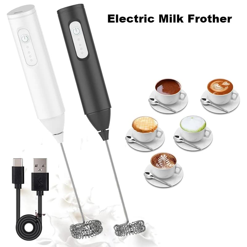 Cordless Electric Milk Frother, USB Mini Blender 3 Speeds Handheld Milk Foamer for Coffee, Cappuccino Foam Maker Whisk