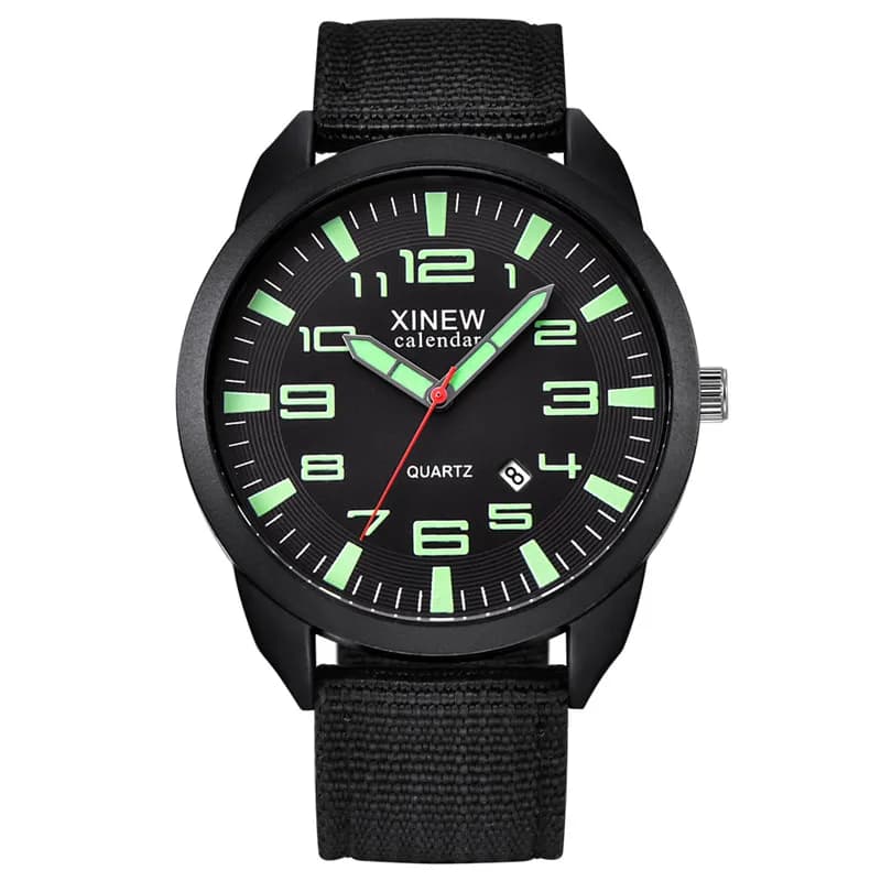 Men Original XINEW Brand Watches Black Reloj Hombre Fashion Simple Nylon Band Date Military Quartz Cheap Watch Montre Homme 2024
